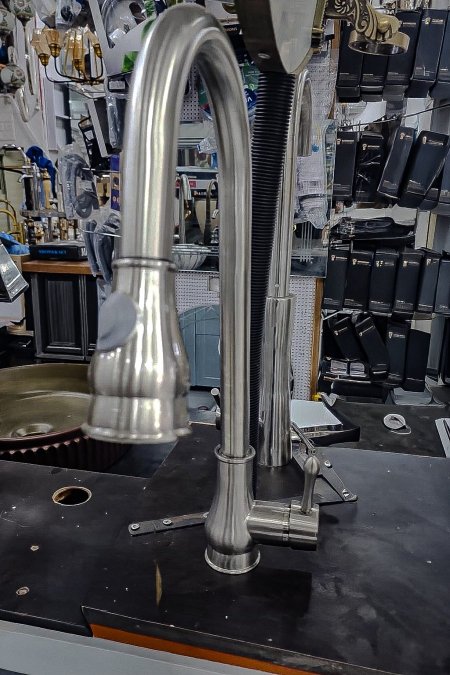 حنفية مطبخ ستانلس ستيل بفتحة سحب مرنة